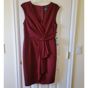 Adrianna Papell Sheath Dress Size10 Marsala Draped Surplice Neckline  NWT